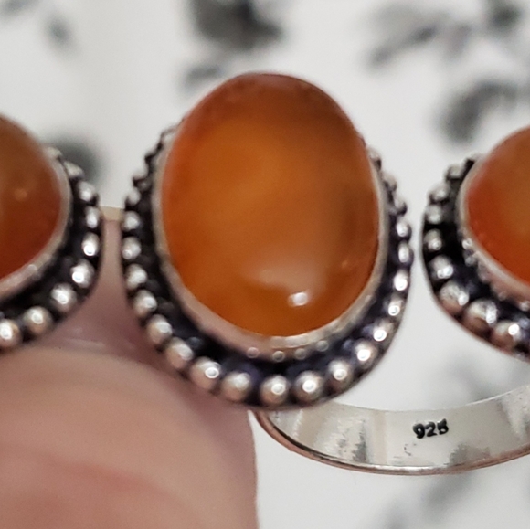 New Yellow Agate Double 925 Silver Knuckle Ring. - Picture 8 of 8